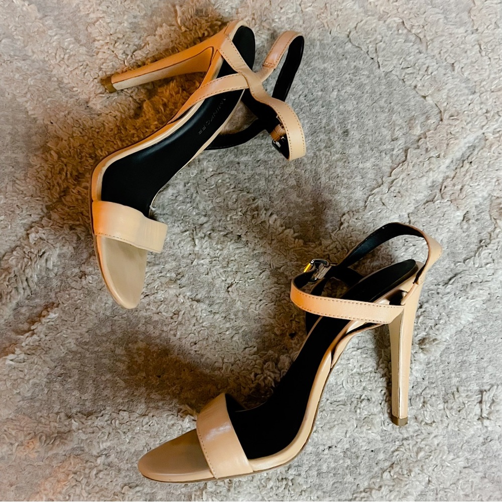Rebecca Minkoff Nude Leather Strappy Stiletto Sandals Heels 9 - Picture 7 of 9